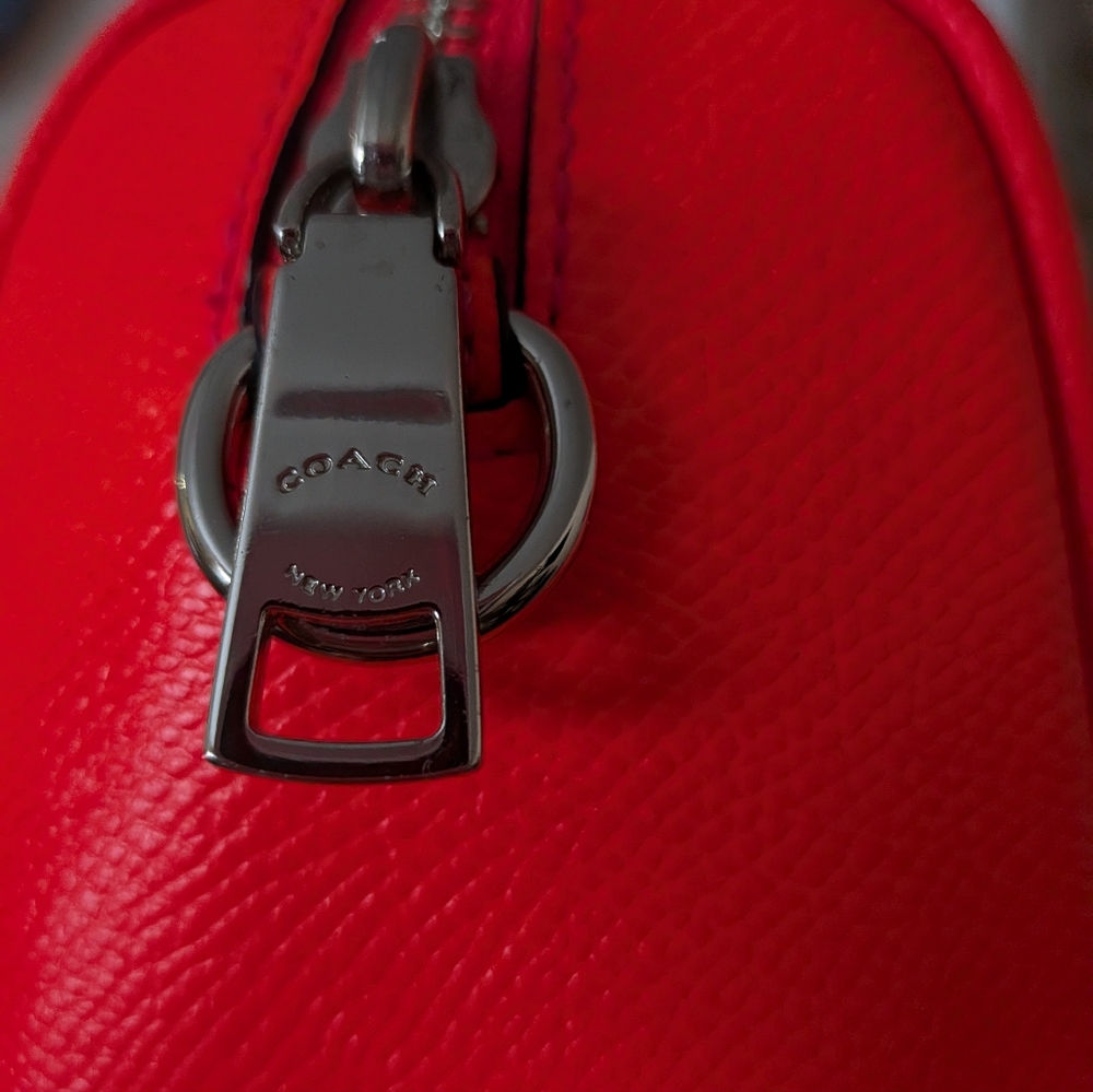 COACH Bennett Mini Satchel in Neon Orange Crossgrain Leather - Picture 4 of 11